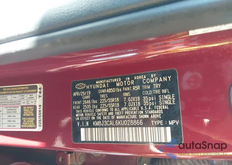 2019 Hyundai Tucson Limited из США, поврежденный, VIN KM8J3CAL6KU028866